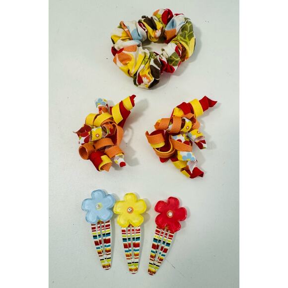 Gymboree Tropical Garden -6 Piece Accessory Lot Elastic Barrette Scrunchie - Picture 3 of 5